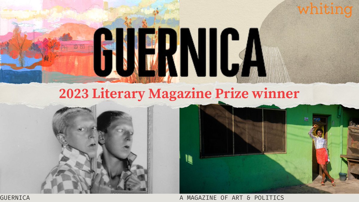 We’re so honored to announce that <a href="/GuernicaMag/">Guernica Magazine</a> has been awarded the 2023 Whiting Literary Magazine Prize! Our heartfelt thanks to @whitingfdn for empowering independent magazines like ours.
whiting.org/WLMP