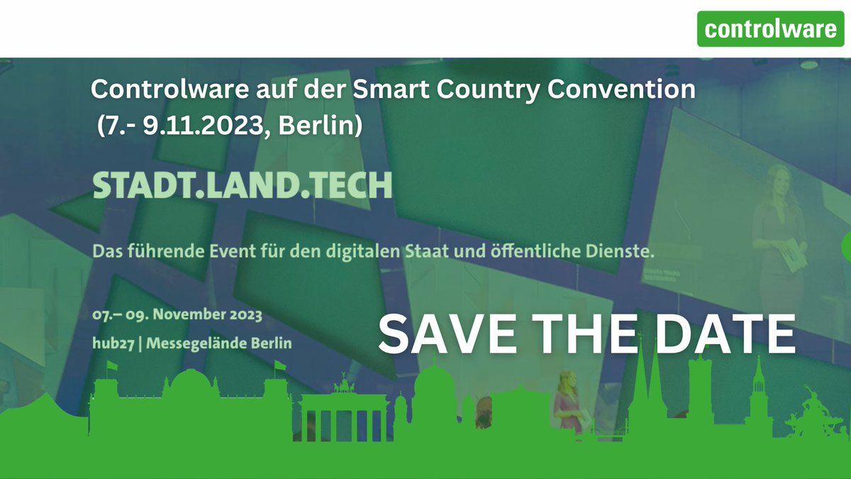ControlwareDE's tweet photo. #Controlware in Berlin - SAVE THE DATE -  Smart Country Convention (7.- 9.11.2023)

Buchen Sie Ihren Wunschtermin 🗓️ an unserem Messestand:

 ▶️https://t.co/CpQ9S0BSv8 - 

Gratis Tickets 🎟️ erhalten Sie und auch für Ihre Kolleg*innen hier:

 ▶️https://t.co/25JPgXBnuS https://t.co/QLbytCzXfT