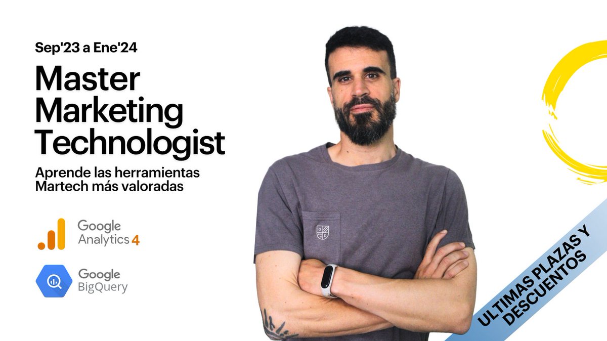 🚨 Último llamamiento para matricularte en el máster Marketing Technologist 2023.

🟡 Aprende herramientas Martech como Google Analytics 4 o BigQuery.

⚫️ Corre y date prisa 🏃‍♀️ ¡Ya sólo quedan las últimas plazas y descuentos!

⚪️ Descarga el programa aquí gend.es/programa/marke…