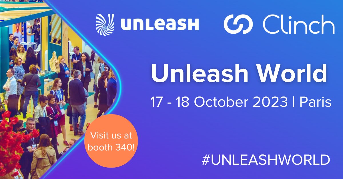 The Clinch team will be attending #UnleashWorld on 17th - 18th October in Paris. Come and visit us on stand 340 🍾 🥂 - we'd love to see you!

Get your ticket here and find out more: unleash.ai/unleashworld/

#Unleash #RecruitmentEvents #RecruitmentTech #TA #HR