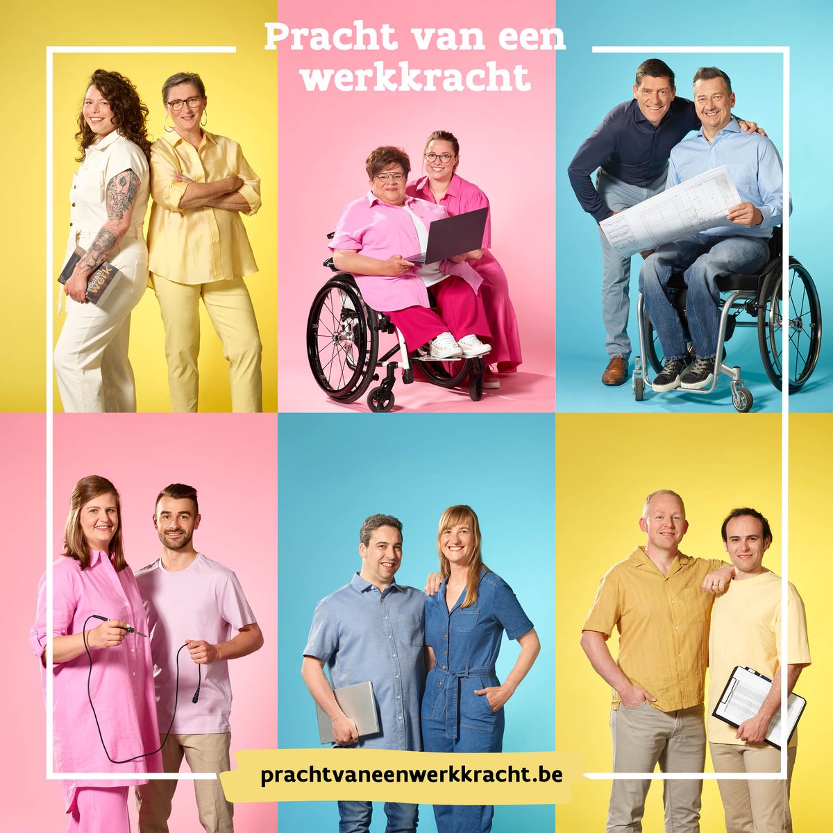 Ontdek de campagne #PrachtVanEenWerkkracht. Samen met 6 authentieke duo’s zetten we #IndividueelMaatwerk in de kijker. Zij zijn het bewijs dat je een pracht van een werkkracht niet laat schieten. Benieuwd? Ga naar prachtvaneenwerkkracht.be