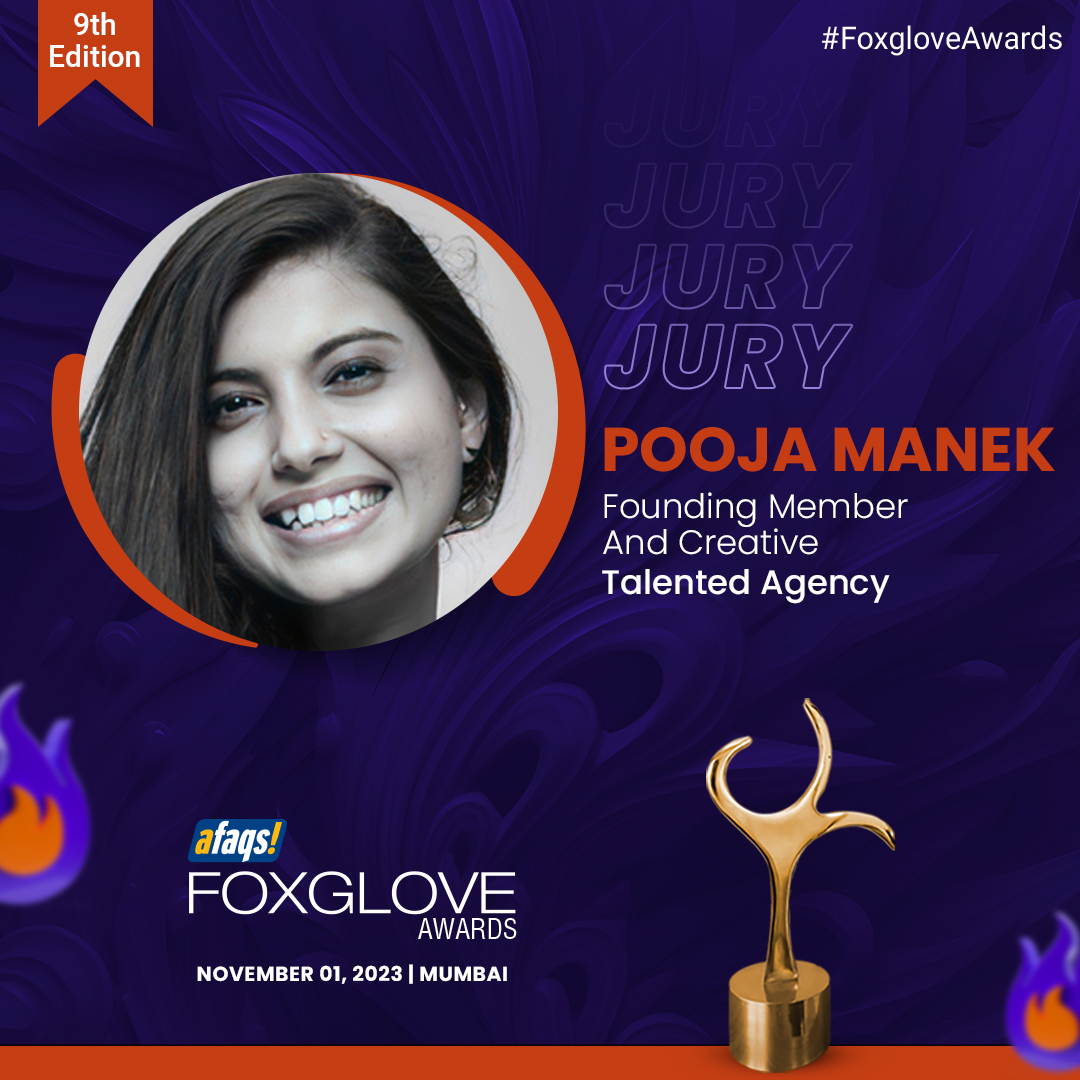 #FoxgloveAwards: We are delighted to have Pooja Manek from <a href="/TalentedAgency/">Talented</a> as our juror at Foxglove Awards 2023.🏆
Thank you for joining us!

Know more: bit.ly/3rMBZmy

#Awards | #Advertising | #Marketing | <a href="/boredmanek/">Pooja Manek</a> | #AdvertisingAwards | #agency | <a href="/afaqs/">afaqs!</a>