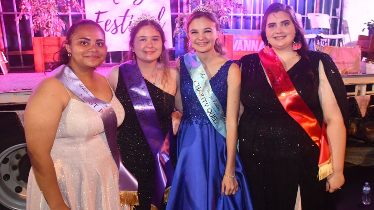 Th3Express's tweet image. IT was smiles all around as the Maize Festival Queen entrants took to the stage to be crowned as a highlight of Saturday night’s grand parade down Atherton’s main street. theexpressnewspaper.com.au/festival-glory…