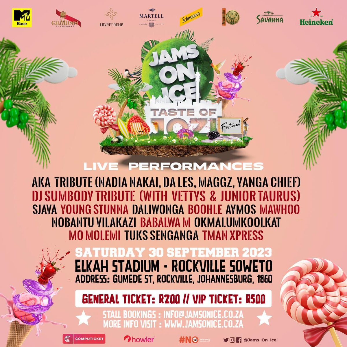 Nayi iplug.....music Festival🤌🏽🔥

Date: September 30 Rockville Soweto, Elkah Stadium

Tickets on sale now!!!

Jams On Ice Festival

#MakubenjaloJamsOnlceFestival