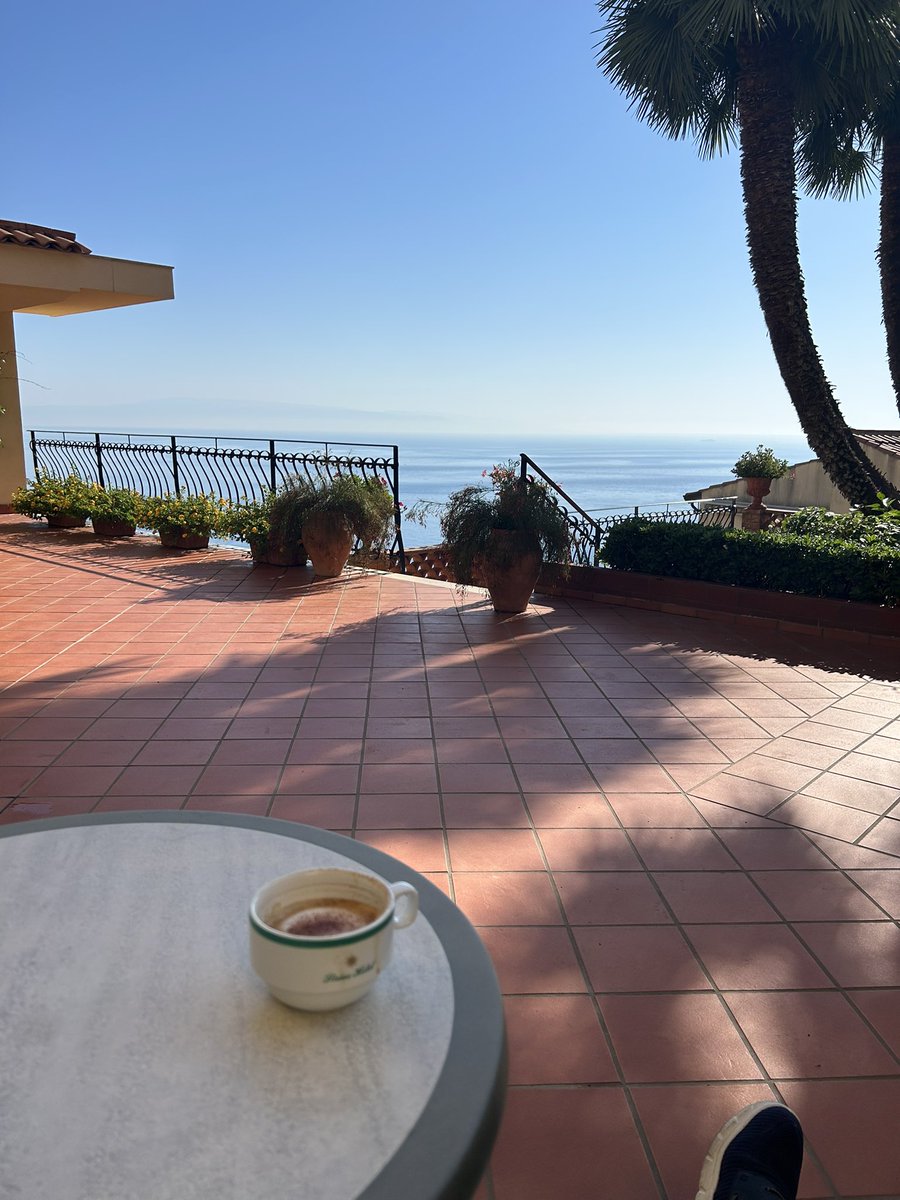 ChuckDowd2's tweet photo. Having my morning cappuccino in Taormina Sicily https://t.co/VHDJeZR4BH