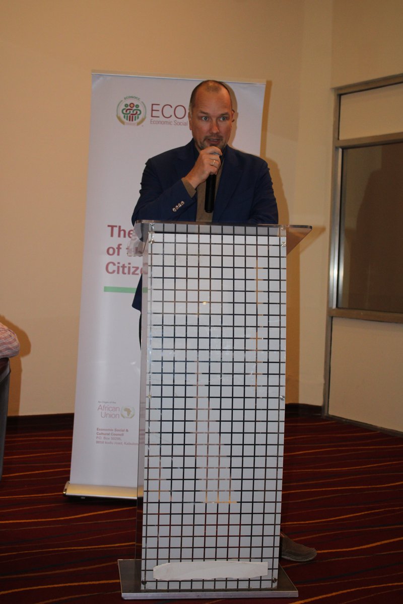 Mr. Christian Friedemann, Head of Development Cooperation, Embassy of the Federal Republic of Germany takes to the podium. "The discussion held here are to ensure movement in Africa is easier and to popularize the FMP."