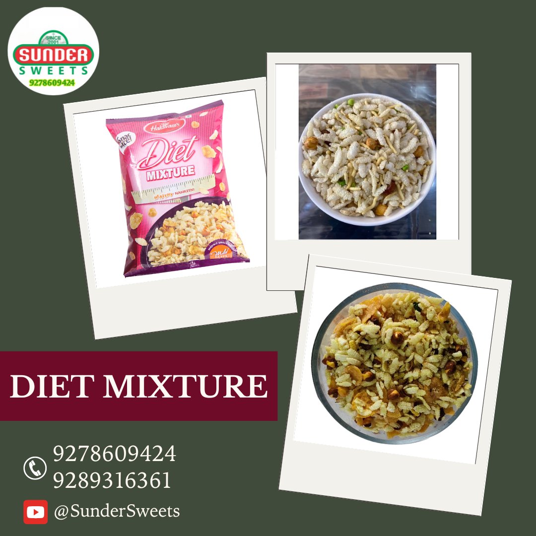 sundarsweetscom's tweet photo. DIET MIXTURE:
For Order
Call now: +91 9289136361
Visit our YouTube channel: https://t.co/GrnmSePK4e
#mathurapeda #Dietmixture #chanajorgaram #sweetfancybox #imarti #sakkarpare #business #sweetbusiness #mithaibusiness #karwachauthmathi #namkeen #khattimeethinamkeen #bombaymix https://t.co/oqYnun011V