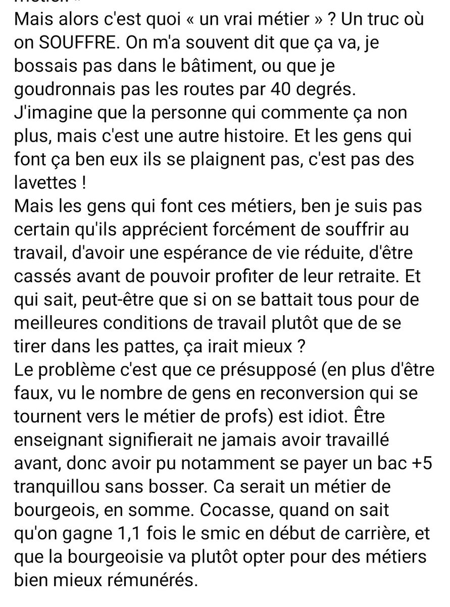 Allez, on va quand même essayer de répondre à ces remarques sérieusement, même si le ton qu'ils utilisent n'invite évidemment pas au dialogue.

1 - Tu ne connais pas la vraie vie