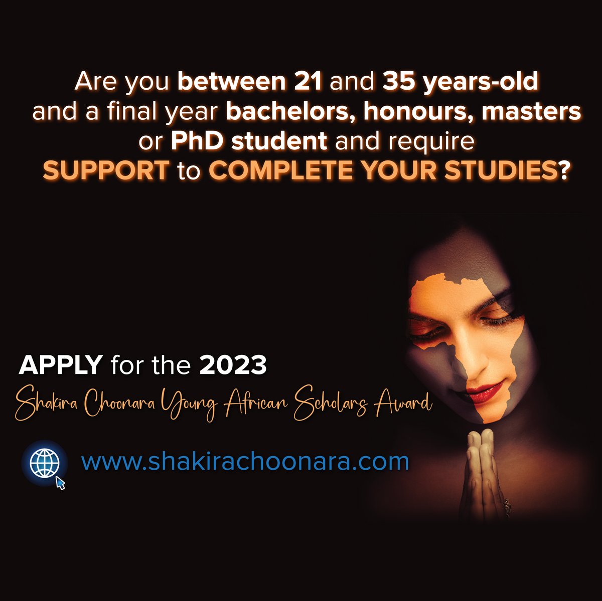 Shakira Choonara Development (@shakirachoonara) on Twitter photo There are only three days to go! Get your applications in for the Shakira Choonara Young African Scholar Award 2023! See more shakirachoonara.com/scholarship/
<a href="/BeingLolem/">Lolem</a> <a href="/DanganaJonatha1/">Dangana Jonathan</a> <a href="/HKBSol/">Hakiba Solange</a> <a href="/oppsforafricans/">opportunities4africa</a> <a href="/ChoonaraShakira/">Doc Shakira Choonara</a> <a href="/ev4gh/">EV4GH</a> There are only three days to go! Get your applications in for the Shakira Choonara Young African Scholar Award 2023! See more shakirachoonara.com/scholarship/
<a href="/BeingLolem/">Lolem</a> <a href="/DanganaJonatha1/">Dangana Jonathan</a> <a href="/HKBSol/">Hakiba Solange</a> <a href="/oppsforafricans/">opportunities4africa</a> <a href="/ChoonaraShakira/">Doc Shakira Choonara</a> <a href="/ev4gh/">EV4GH</a>