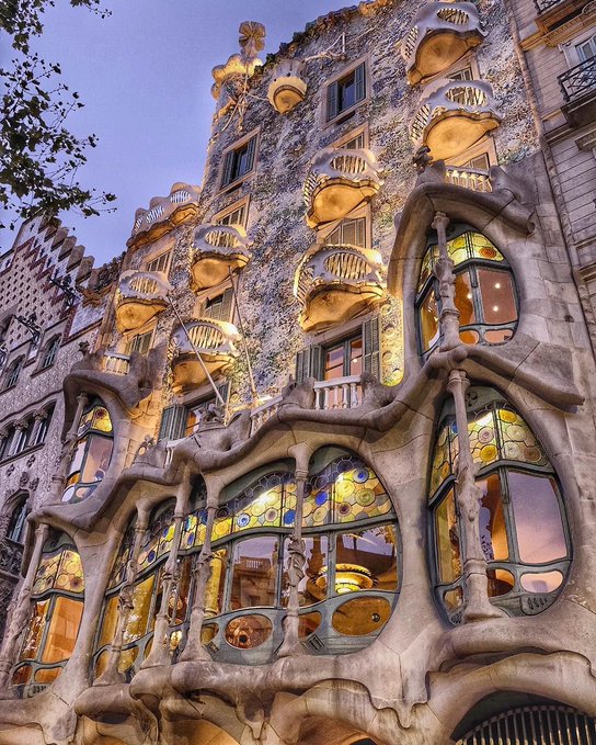 Casa Batlló is a building in the center of Barcelona, Spain. It was designed by Antoni Gaudí, and is considered one of his masterpieces. The local name for the building is Casa dels ossos (House of Bones), as it has a visceral, skeletal organic quality