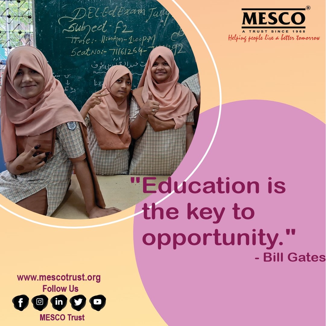 'Education is
The Key to
Opportunity'
Bill Gates
#studentlife #studying #nonprofitorganization #givingback #donors #donations #trusts #ngo #mumbai #mumbaingo #india #philanthropy #dogood #nonprofit #volunteer #donate #charity #causes #socialgood #activism #humanitarian #mesco