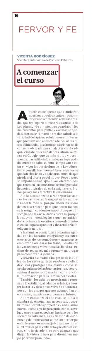 Ahora que arrancamos el curso. La reflexión de Vicenta Rodríguez en <a href="/lasprovincias/">LAS PROVINCIAS</a>