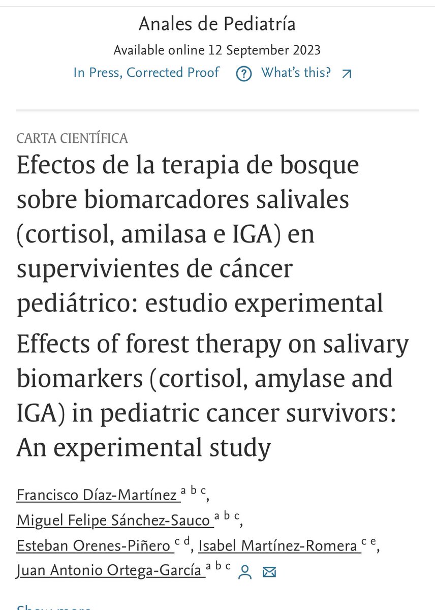 jaortegagarcia's tweet photo. ¿Como afecta la #TerapiaDeBosque a los supervivientes de cáncer?
#ForestTherapy
Estudiamos el efecto de las experiencias de corta duración (<2h) en el bosque en biomarcadores neuroendocrinos y de inmunidad
👉’hacia modelo de salud más ecosistémico’
https://t.co/DYWgxPGkcu https://t.co/Z5FbGhkGXi