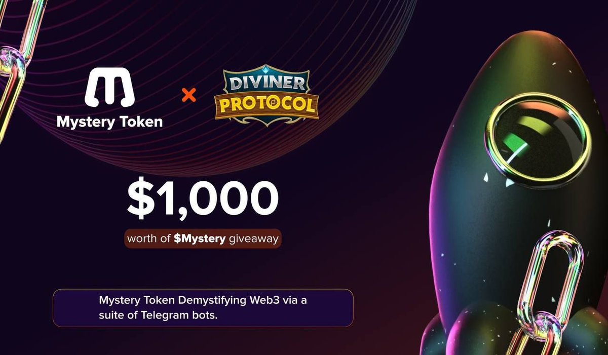 Join the exciting Diviner Protocol x <a href="/MysteryToken_/">Mystery Token ($MTL)</a>  Partnership Giveaway - Share $1000 in $Mystery Token on <a href="/taskonxyz/">TaskOn | Ultimate Web3 Community Growth Platform</a> with me🙌 and START EARNING🤑: rewards.taskon.xyz/campaign/detai…