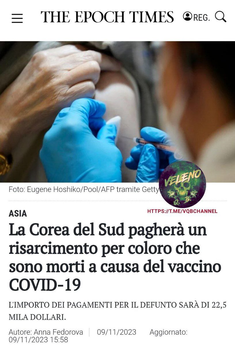 12 settembre 2023 🇰🇷🇹🇼

IN COREA DEL SUD E A TAIWAN COMINCIANO A FARE I CONTI CON LE VITTIME DEL VACCINO.

Piani per risarcire le famiglie..e in Italia??

#12settembre #Taiwan #SudCorea 
#SouthCorea #CovidVaccines 
#EurasiaNews 

tinyurl.com/yt5m84ke