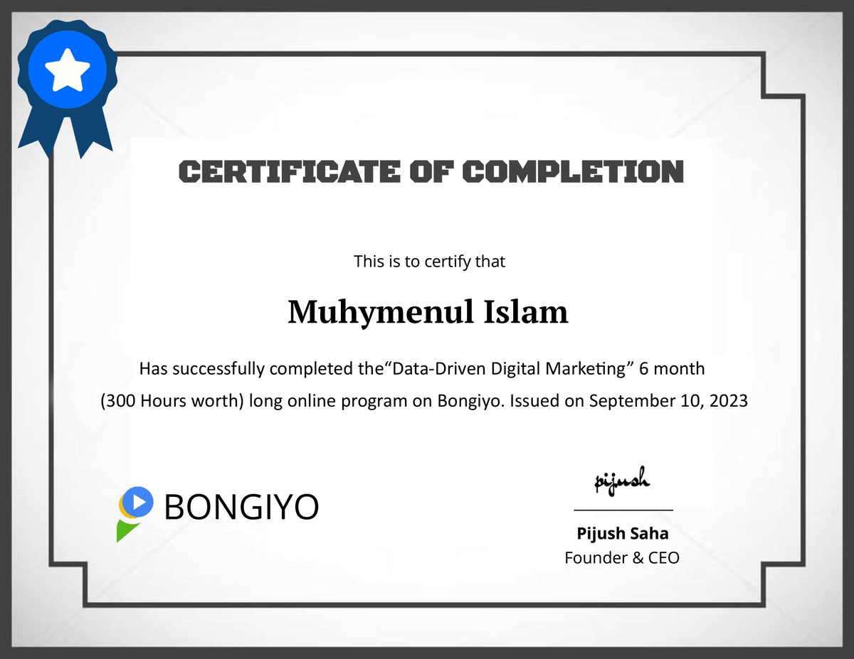 Recently, I achieved a data-driven digital marketing certificate. this certification provided me exposure to numerous case studies. My commitment to learning and growing is unwavering, and I'm always eager to glean new insights from the wisdom of others.