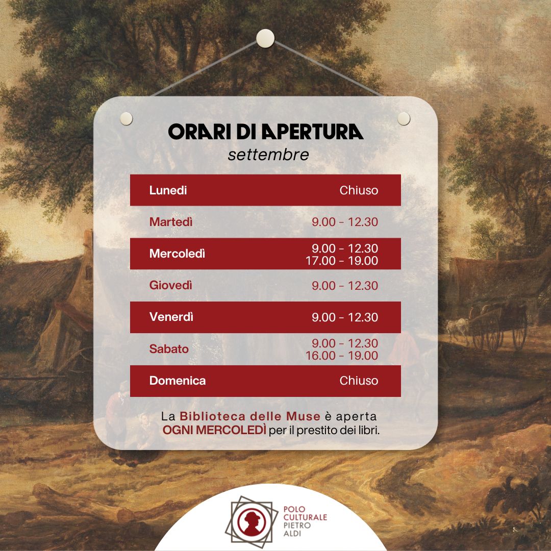 Polopietroaldi's tweet photo. Ti aspettiamo dal martedì al sabato con i seguenti orari:

🔴 Lunedi: chiuso
🟢 Martedì: 9.00 - 12.30
🟢 Mercoledì: 9.00 - 12.30 | 17.00 - 19.00
🟢 Giovedì: 9.00 - 12.30
🟢 Venerdì: 9.00 - 12.30
🟢 Sabato: 9.00 - 12.30 | 16.00 - 19.00
🔴 Domenica: Chiuso

INGRESSO SEMPRE GRATUITO https://t.co/8jkAUsJM5Y