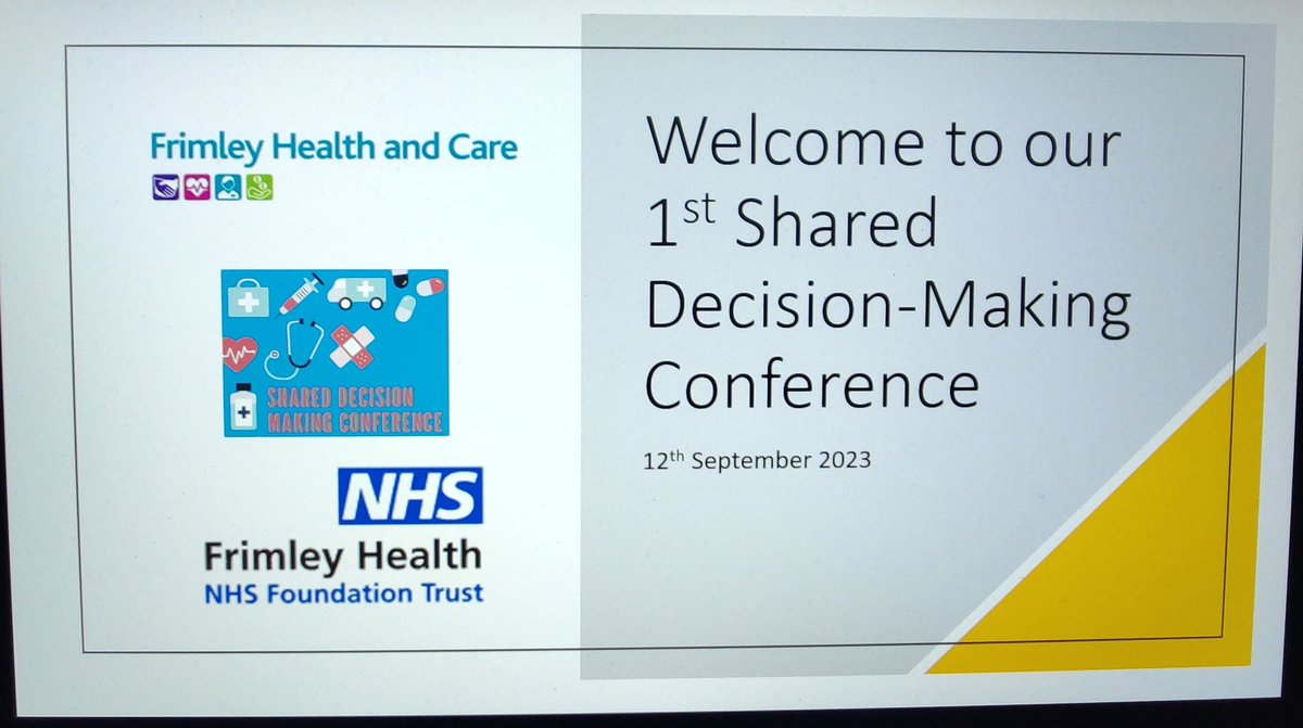 Looking forward to welcoming all you all to <a href="/FrimleyHealth/">Frimley Health NHS Foundation Trust 💙</a>  <a href="/FrimleyHC/">FrimleyHealth&CareICS</a> #shareddecisionmaking conference today 😁 excited to hear from <a href="/alf_collins/">alf collins</a> <a href="/arvnagra/">dr arv nagra</a> Personalized care at it's best
