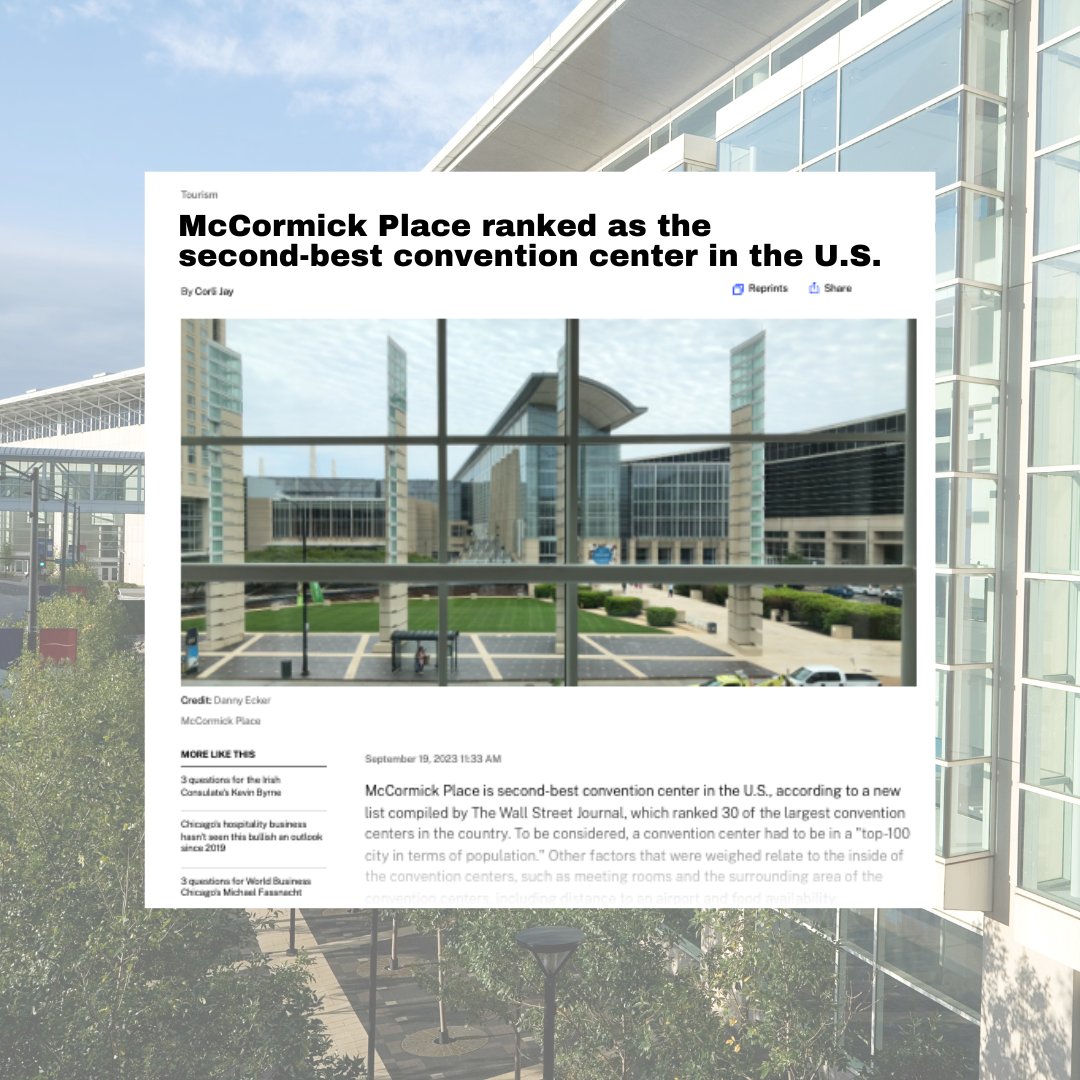 There are so many reasons people book their meetings and conventions in Chicago, and McCormick Place is (literally) a big reason why.

Read more: bit.ly/46u2mNp

#MeetInChicago
