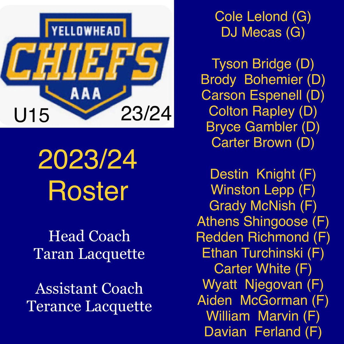 Yellowhead AAA U15 Chiefs tweet media