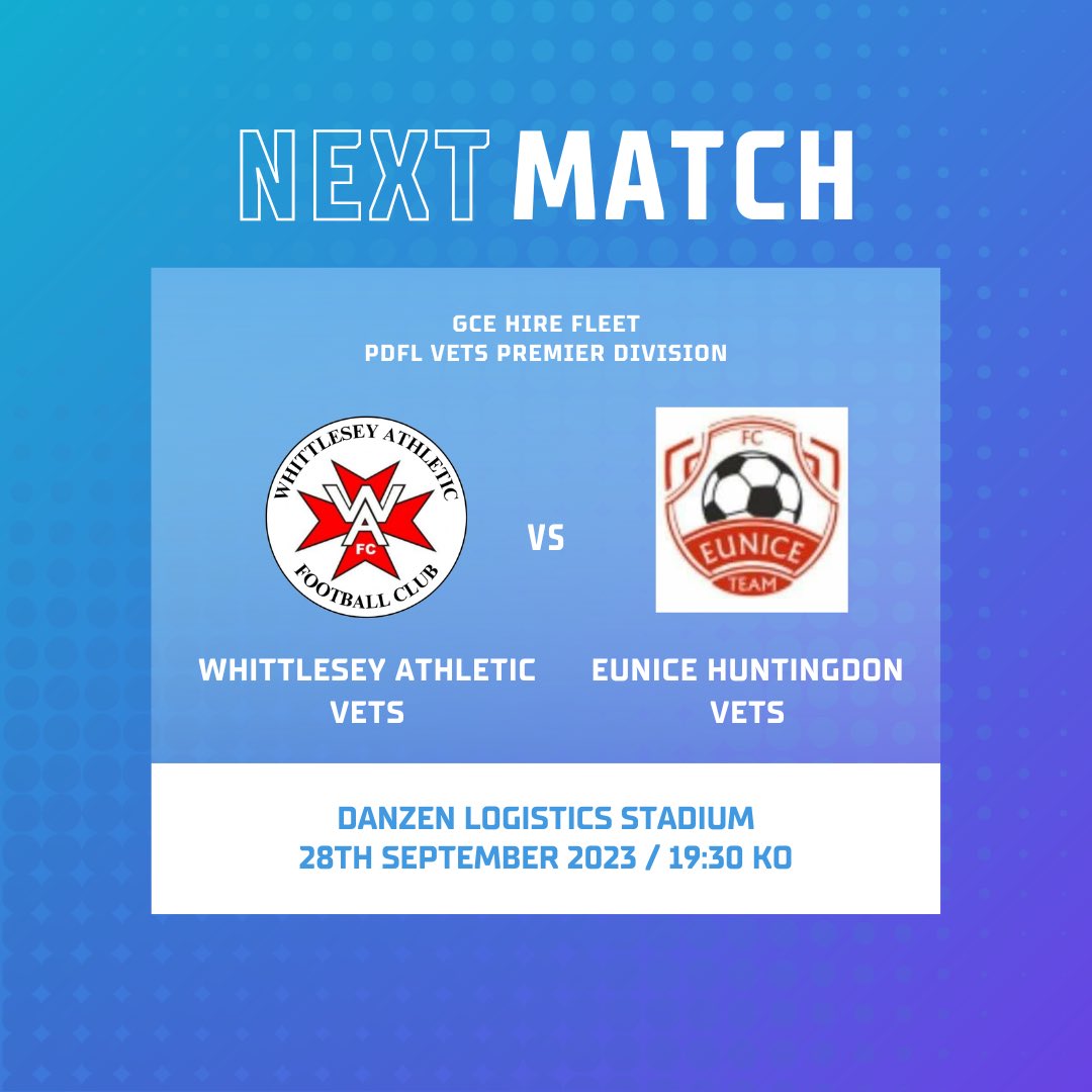 More midweek football for you this week as our Vets are back in competitive action Thursday night under the lights as they welocme Eunice Huntingdon to the Danzen Logistics Stadium. No football on TV so why not come down for a Madri! 🍻