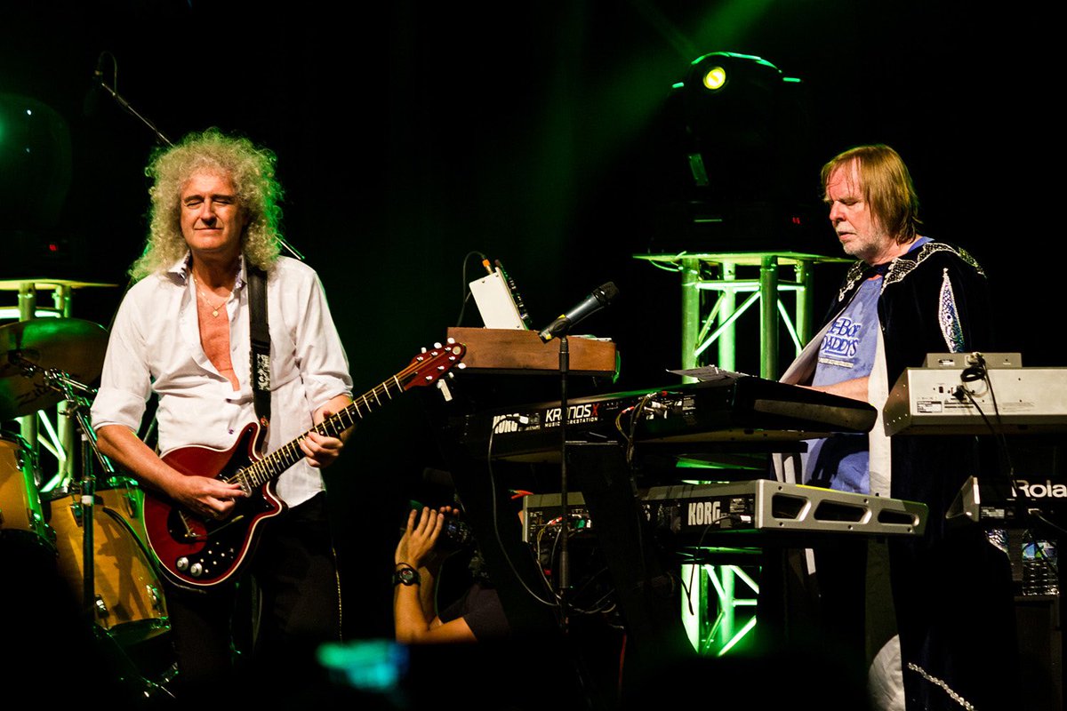 #OTD on 26/09/2014. #BrianMay played with #RickWakeman at the Magma Arts & Congress Hall in Costa Adeje, Tenerife, Spain, during the #StarmusFestival.