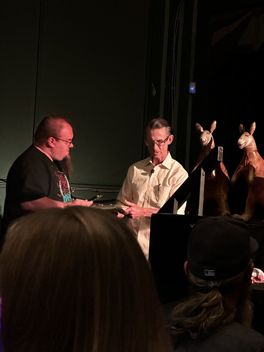 Got the pleasure of not only seeing my husband meet his favorite author of all time @chuckpalahniuk last night, but also realized that only having read fight club and half of choke simply isn’t enough. This event was incredible and chuck is absolutely enchanting. Time to read!
