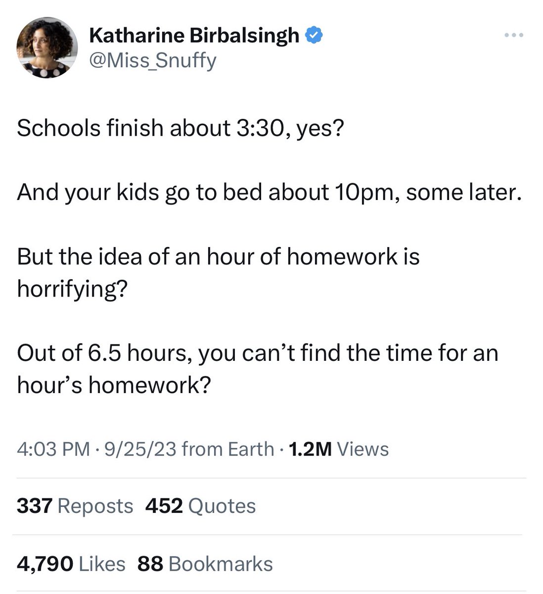 before middle school, homework serves no purpose but to traumatize children. do your job and teach them in the classroom. when they’re home, let them play.