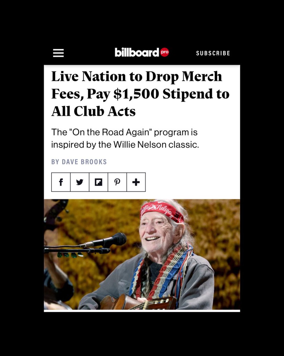 TheFestiveOwl's tweet photo. Starting today — all acts playing Live Nation owned and operated clubs, from headliners to support acts will receive a $1,500 gas and travel cash stipend per show, on top of nightly performance compensation. https://t.co/Ko896wPWAZ