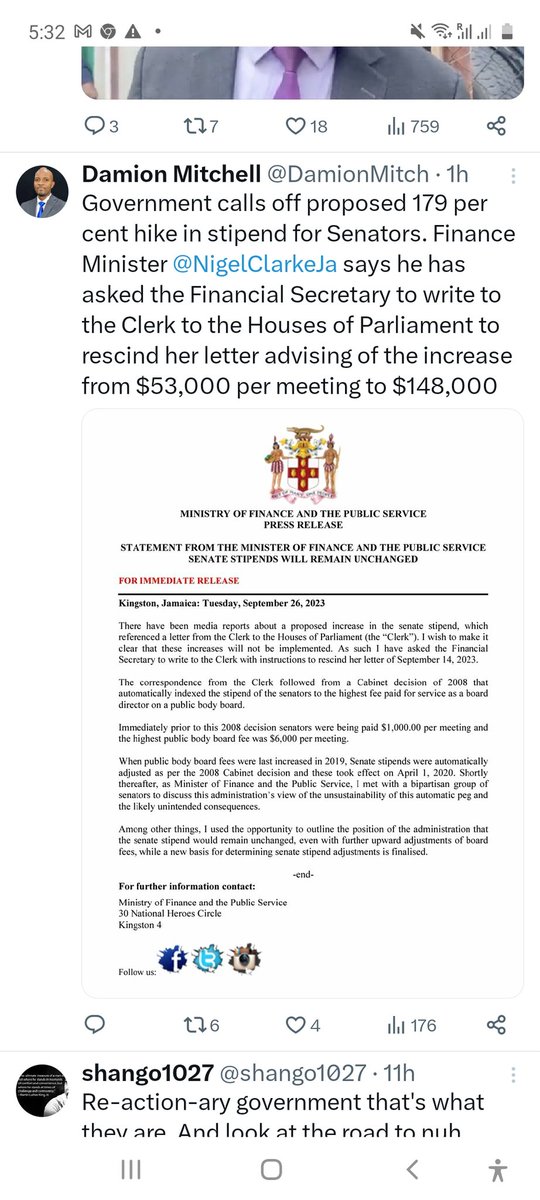 There is something in <a href="/NestaJA/">Robert Nesta Morgan</a> tweet "the Gov never announced an increase", which is more than gaslighting. It is just plain crass lying. Here NC says the planned increase won't take place, and letter is to be withdrawn. The confusion, lying, and ginalship are pathological