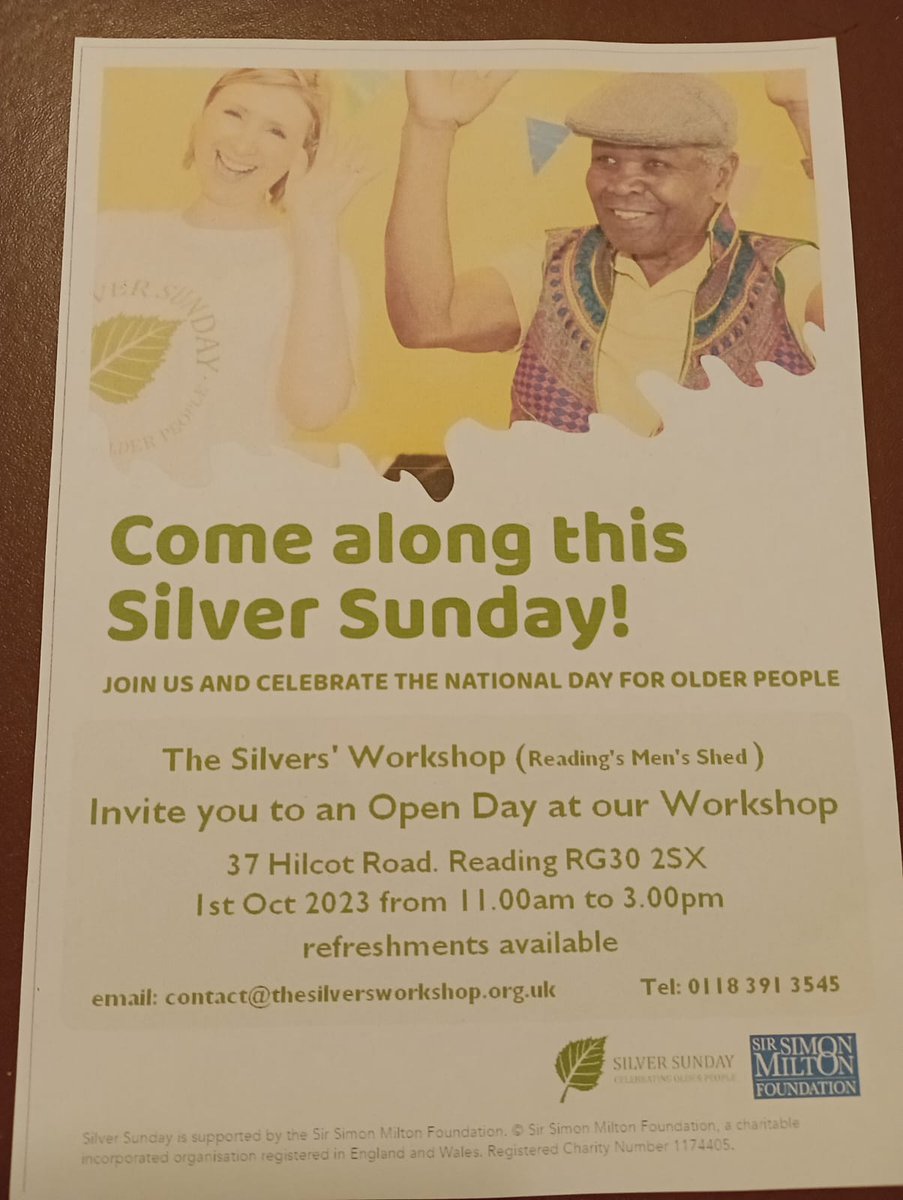 Legendof77's tweet photo. @ReadingCityFC @silversworkshop  (Reading Mens Shed) are also supporting national older persons day this Sunday with an open day at their workshop. Everyone welcome!
(Would appreciate a retweet 😉) https://t.co/c3VfmGoPAa