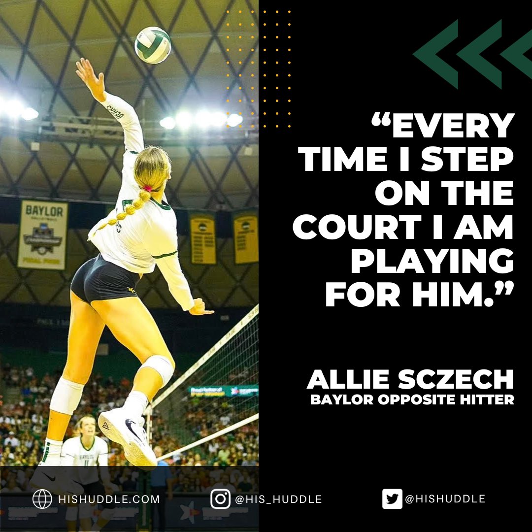 “Every time I step on the court I am playing for Him.” Quickly becoming a star on the court, Baylor opposite hitter @AllieSczech looks to use her platform to glorify God and inspire others. hishuddle.com/2023/09/26/all…