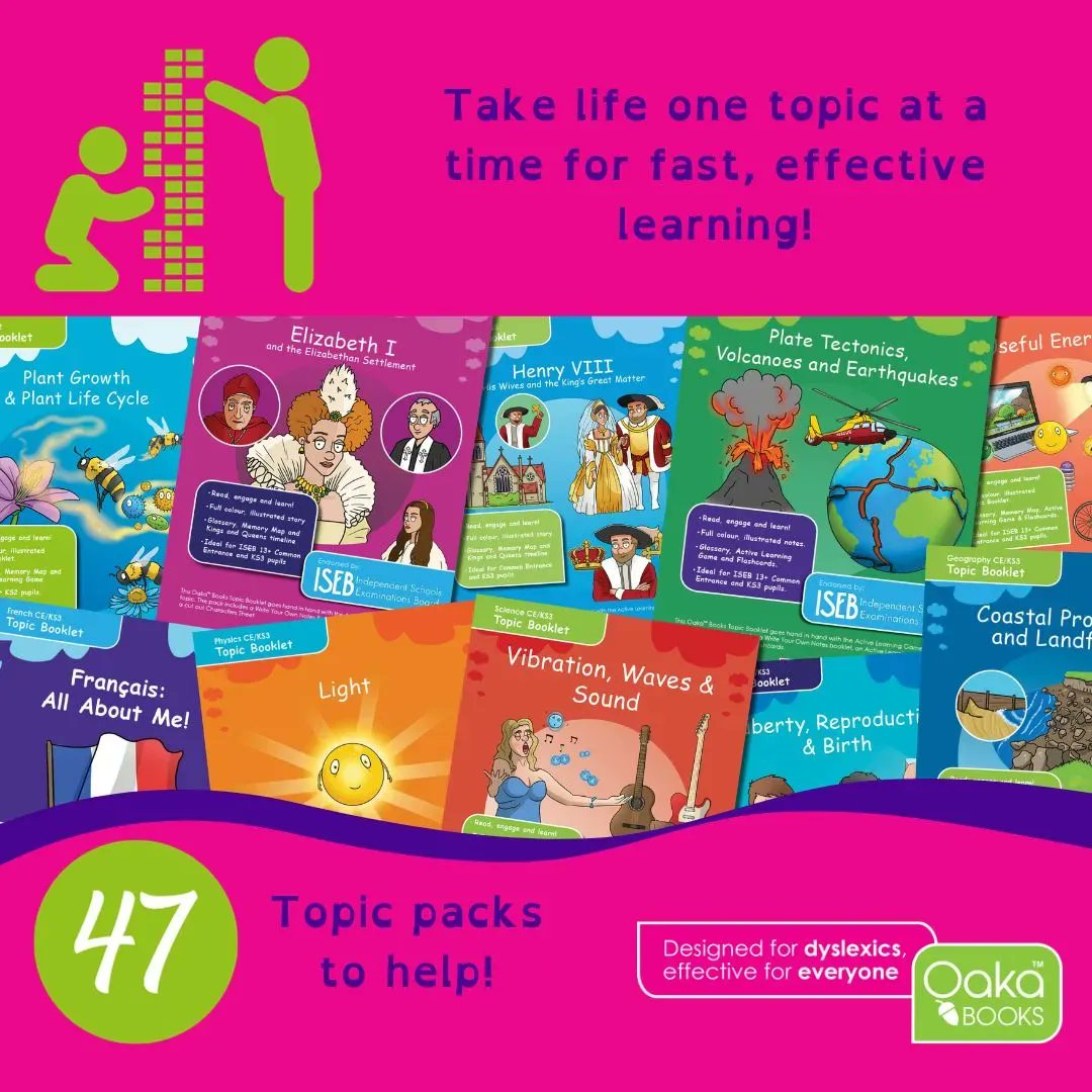 OakaBooks's tweet image. Ready for a brain boost? Topic-based learning helps pupils practise multiple skills while also reinforcing essential information! 🧠🔬🗺 buff.ly/3t4mZ4e  #revision #multisensoryteaching #dyslexia #KS2 #ks3