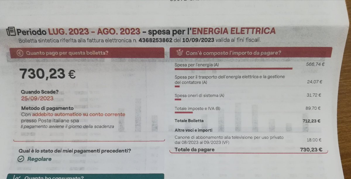 Normale bolletta energetica arrivata ieri a casa con nucleo familiare di 3 persone e con scaldino a gas.
#governocriminale