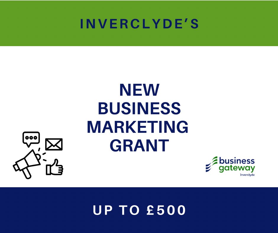 🌟 Introducing Inverclyde Councils New Business Marketing Grant! 🚀 

Cover up to 100% of eligible marketing costs (excl. VAT) with a maximum contribution of £500! 🎯📈 

Want to find out more? ☎️ 01475 778 920

#Inverclyde #MarketingGrant #SupportingLocalStartups