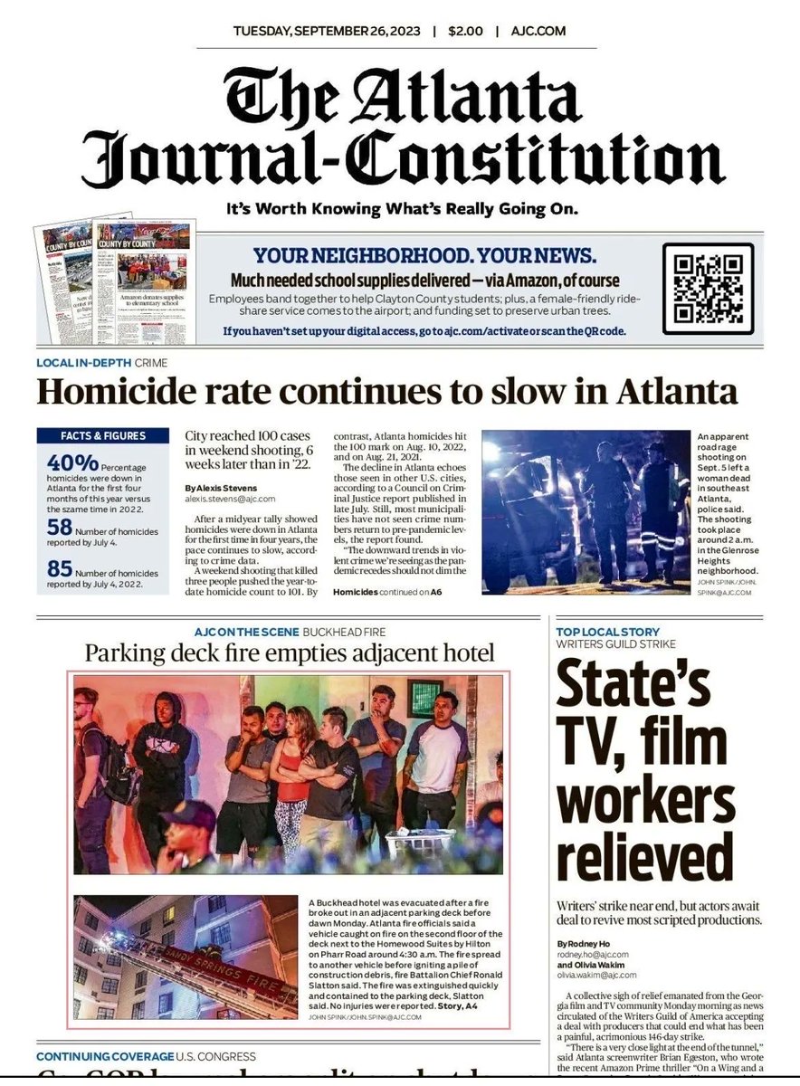 Finally Front Page News about our progress.  Together, we can continue to create a safe, thriving Atlanta.  #onesafecity