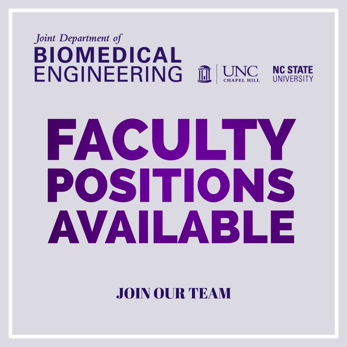 Lampe Joint Biomedical Engineering (@jointbme) on Twitter photo 📢 We have an Assistant Teaching Professor position available!
Joint BME is uniquely structured as a single department within <a href="/UNC/">UNC-Chapel Hill</a> and <a href="/NCState/">NC State University</a>, providing access to resources across both institutions. Check out this posting (+all available positions) at: go.unc.edu/Md57G 📢 We have an Assistant Teaching Professor position available!
Joint BME is uniquely structured as a single department within <a href="/UNC/">UNC-Chapel Hill</a> and <a href="/NCState/">NC State University</a>, providing access to resources across both institutions. Check out this posting (+all available positions) at: go.unc.edu/Md57G