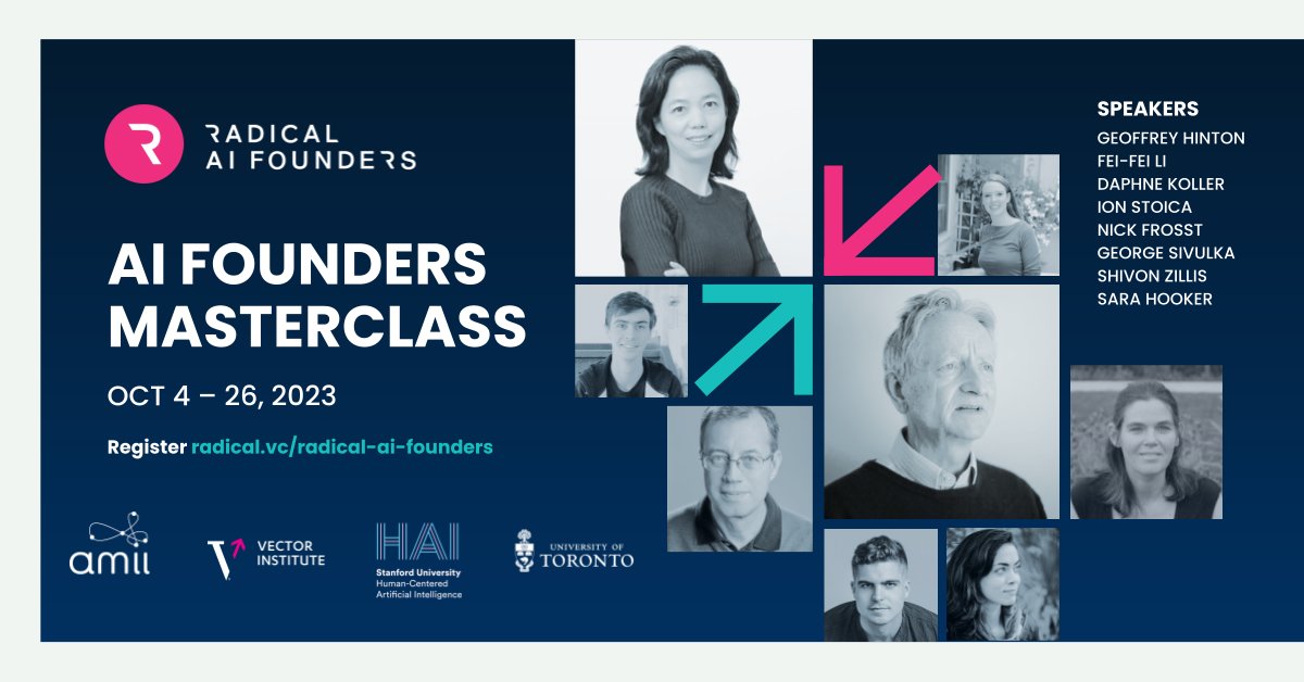 Designed for researchers – the four-week Radical AI Founders Masterclass explores the fundamentals of building an #AI business. Join Radical's @JordanJacobs10 with @geoffreyhinton and @drfeifei for our kick-off! More in #RadicalReads radical.vc/ai-founders-ma…