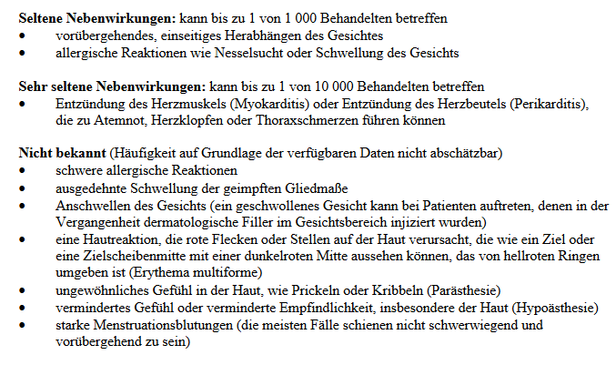 Wenn sich herausstellte, dass alle Geimpften für Null Sekunden geschützt sind, wäre Pfizer mit der oben zitieren Einschränkung juristisch auf der sicheren Seite. 

Auch die Impfschäden werden säuberlich aufgelistet. Hoffentlich lesen die Impfärzte das alles vor: