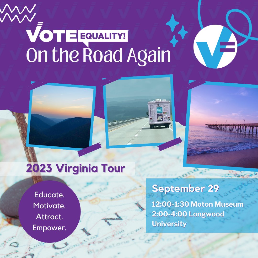 Come find the #NotoriousRVG at @MotonMuseum and @longwoodu this FRIDAY! Virginia you KNOW how important this election is- come learn why it's crucial to #VoteEquality 💜💜💜 Find out about upcoming tour dates here voteequality.us/2023-virginia-…