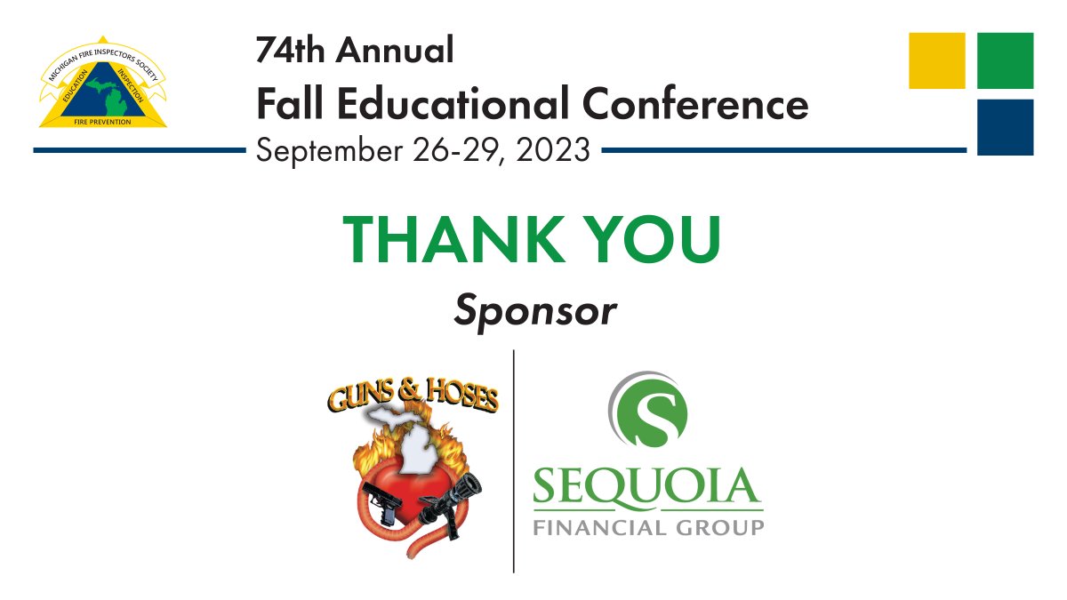 MIFireInspector's tweet image. 🙏 A huge thank you to our fantastic break sponsor, Sequoia Financial - Guns &amp;amp; Hoses! ☕ Your support keeps us energized and refreshed during our conference. We appreciate your commitment to our event! 🤝👏 #ConferenceSponsor #Gratitude