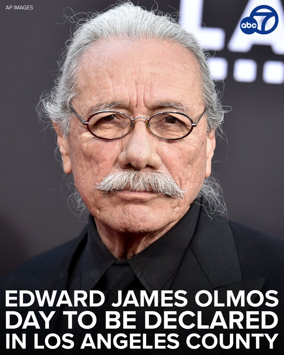 ABC7's tweet image. HONORING AN ICON: "Edward James Olmos Day" will pay special tribute to the East L.A native, community activist and legendary actor best known for his Oscar-nominated role in "Stand and Deliver" abc7.la/3RwLlhh