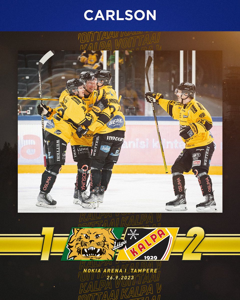 KalPa_Hockey's tweet photo. 🔥 KALEVAN PALLO VOITTAA!

⭐️ Mahtava koko joukkueen taisteluvoitto - Juha Jatkola torjuu 20 laukausta ja kolme pistettä matkaa Kuopioon!!!

#KalPa #Liiga #Kuopio #KalevanPallo https://t.co/ezX1CVil4O