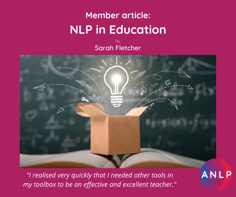 ANLP's tweet image. &quot;I am so grateful that I learned the skills and tools of NLP to help me as a teacher and to help my students be the best version of themselves&quot; Sarah Fletcher

Read about Sarah&apos;s experience here...
anlp.org/knowledge-base…

#nlptools #nlptechniwues #nlpineducation #anlp