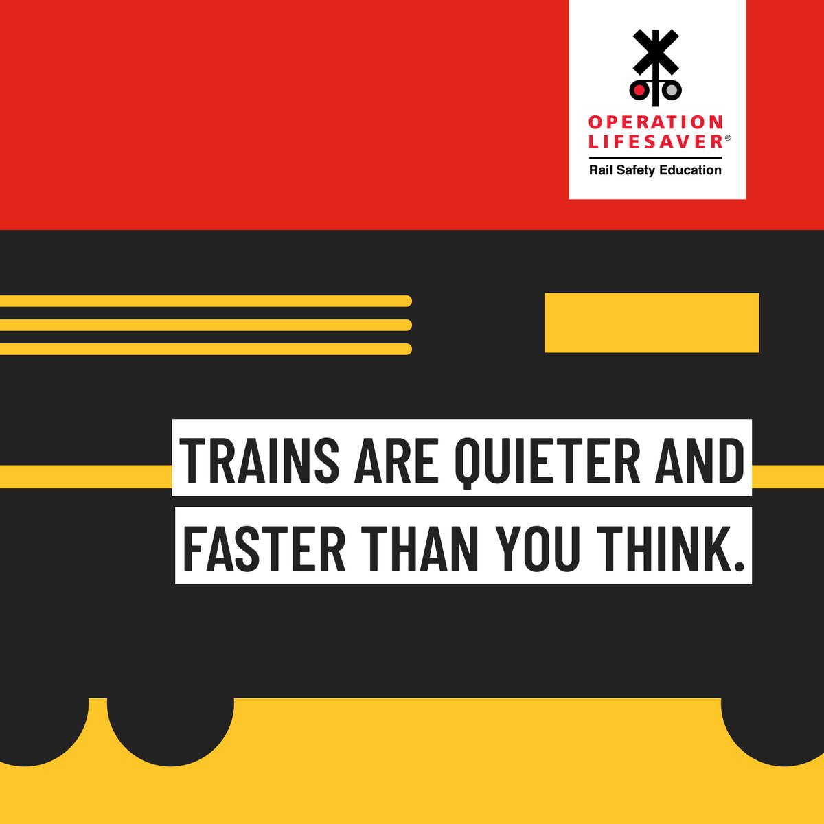 Trains are quieter and faster than you think. Always expect a train!
#SeeTracksThinkTrain