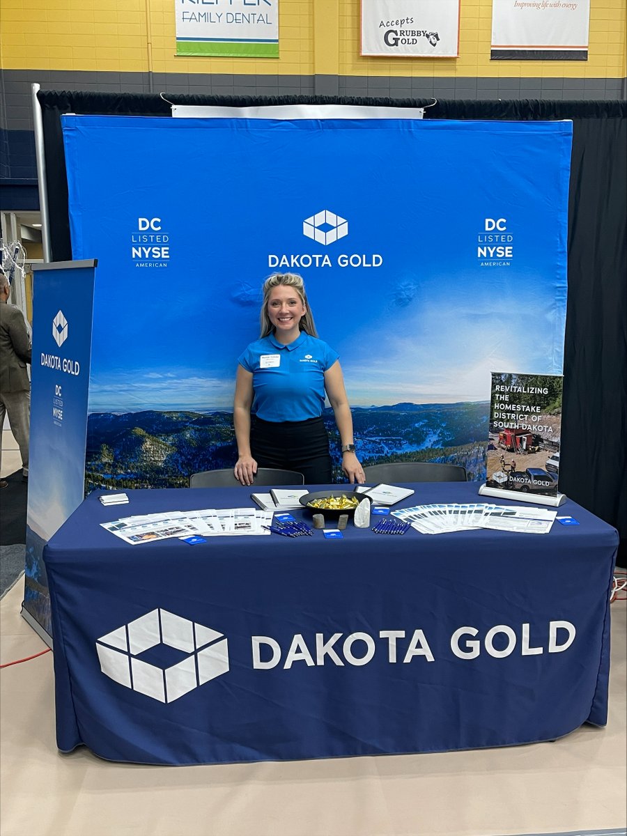 DakotaGoldCorp's tweet photo. Dakota Gold is at the South Dakota Mines #SDSMT #CareerFair!
Come chat with our team to learn about the exciting #gold projects we are exploring in the Homestake District of #SouthDakota! We are located in the Goodwell gym booth number g-23.
#Community #Education #miningrocks https://t.co/3KovlHuIQQ