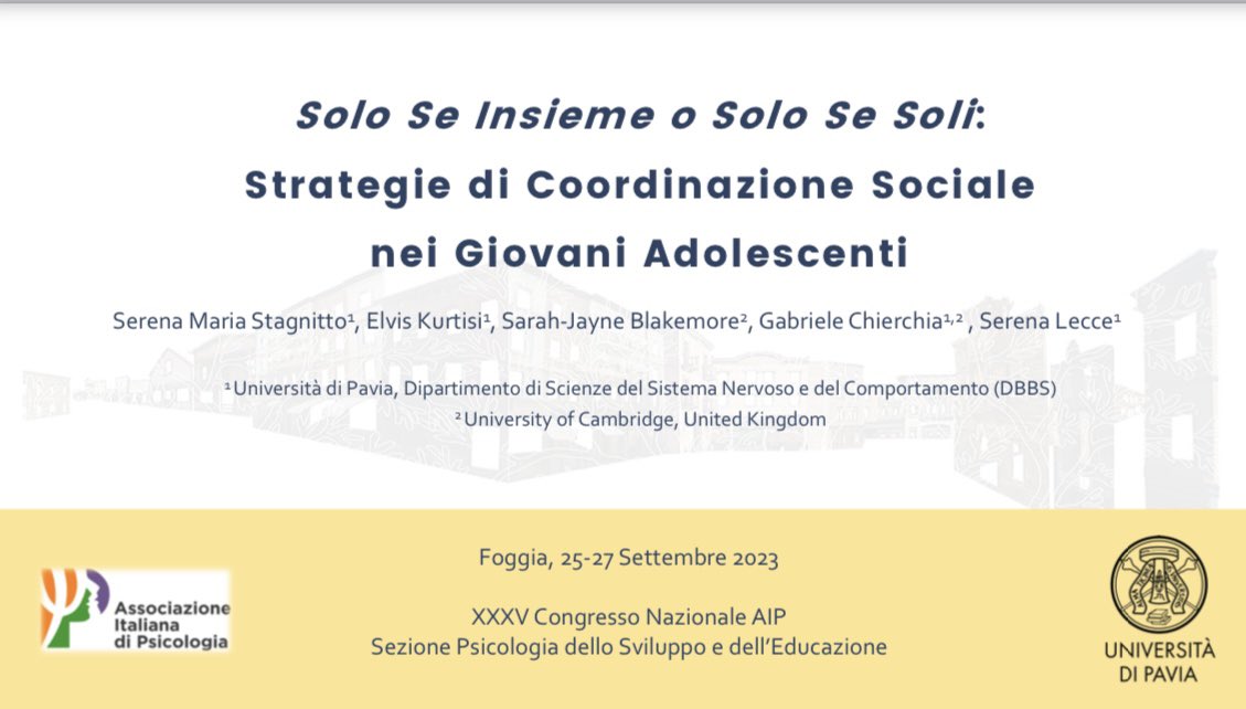 serena_stag's tweet image. Presenting our adolescent-friendly adaptation of coordination games to explore strategies in social interactions - @PsicologiaAIP XXXV Conference - Symposium: New instruments for evaluating socio-relational competencies in childhood and adolescence. @LecceSerena @GabrieleChierc1
