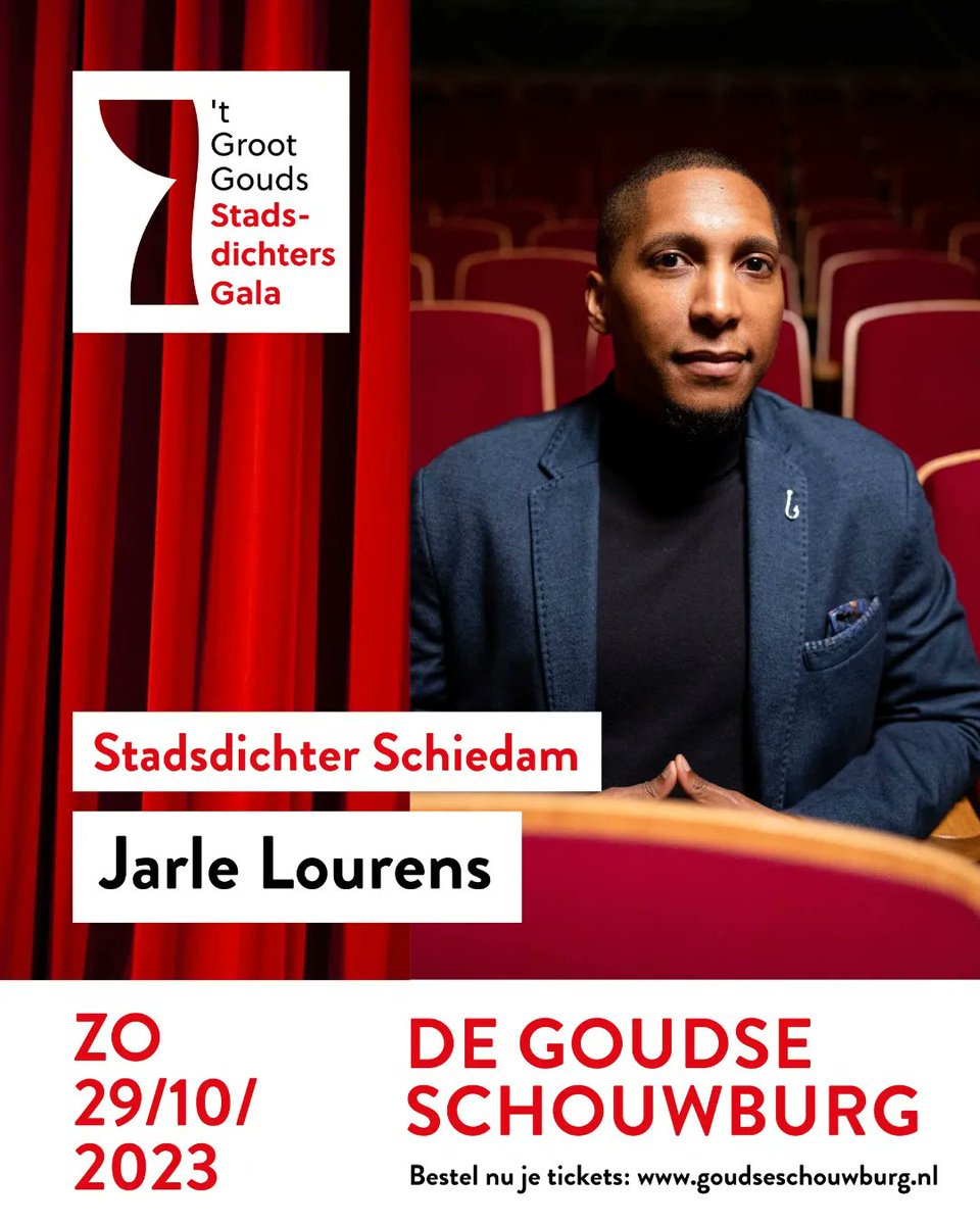 Schiedam: zwart-gele stad van Biesheuvel, molens, jenever, Schie, A4 en A20, Zwart Nazareth - díe stad heeft díe stadsdichter die met precies díe spoken word voordrachten weet te zeggen wat je horen moet. 

Ook op het Groot Gouds #Stadsdichtersgala 2023!