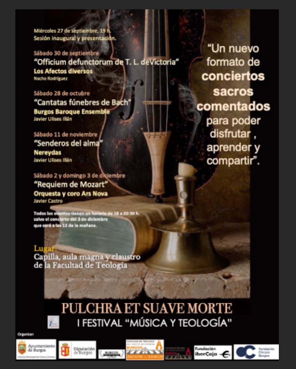 musica_teologia's tweet photo. Para conocer mas sobre los pormenores del I Festival Música y Teología - “Pulchra et suave morte”⤵️

📺Hoy martes 26 de septiembre a partir de las 23:11h entrevista en @Canal54TVBurgos 
¡No faltes!

VENTA de ABONO 80€ y ENTRADAS SUELTAS 25€ en Teatro Principal, TeleEntradas https://t.co/jAPRFLWEpD