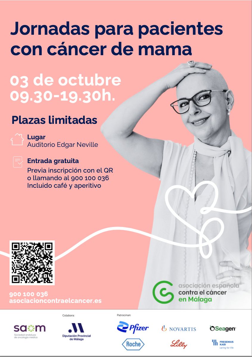 cristinaroldanj's tweet photo. ¿Eres de Málaga y conoces a alguien que esté atravesando un cáncer de mama? Seguramente le interese esta charla organizada por @ContraCancerMA Y @saom_oncologia 
 Yo tendré el gusto de asistir para compartir qué podemos hacer desde la #fisioterapia Escanea el código QR! https://t.co/IjcWbjr0qk